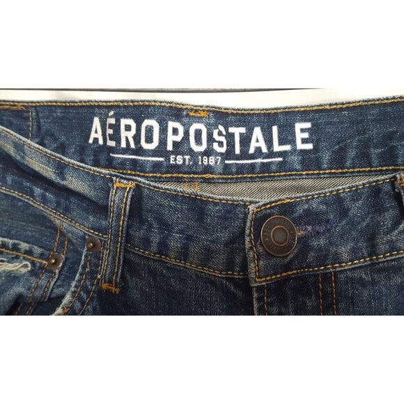 Aeropostale Mens Jeans Slim Boot Destroyed Distressed Tag 33/34 Fit 34 X 33 - Picture 9 of 11